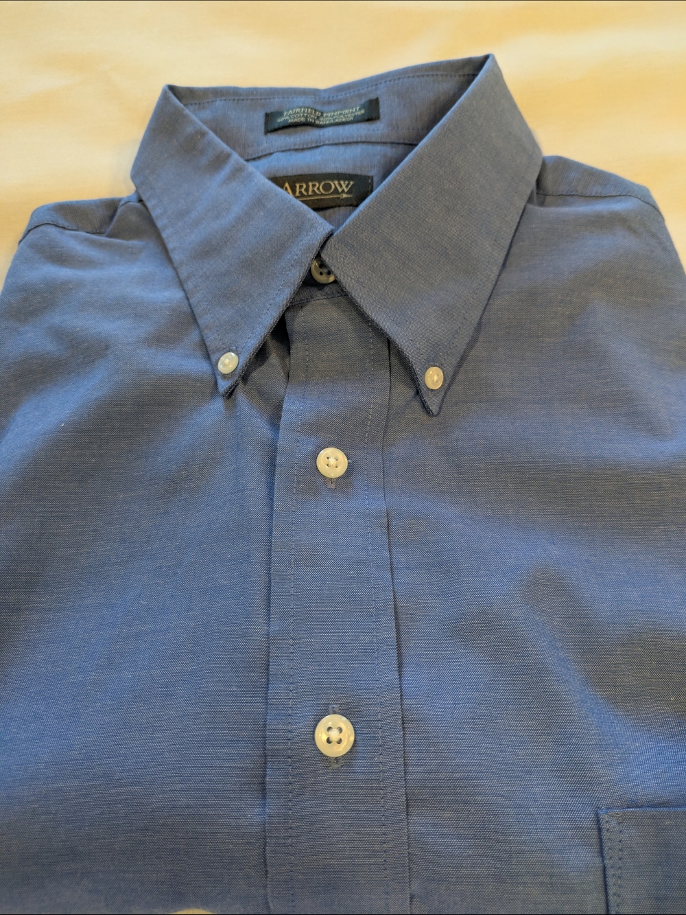 Arrow Men's Button-Down Long Sleeve Dress Shirt in Blue Size Large